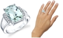 Macy's Green Quartz (5-5/8 ct. t.w.) & Diamond (1/10 ct. t.w.) Statement Ring in Sterling Silver